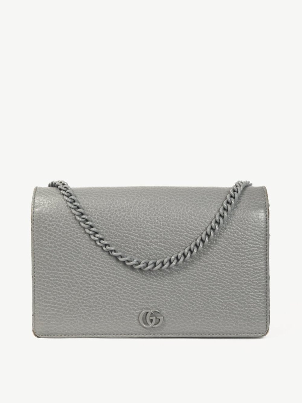 Gucci Marmont Grey Leather GG Wallet-on-Chain